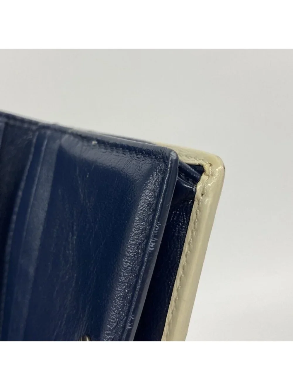 Gucci Wallet GG Marmont Leather Navy White Silver
